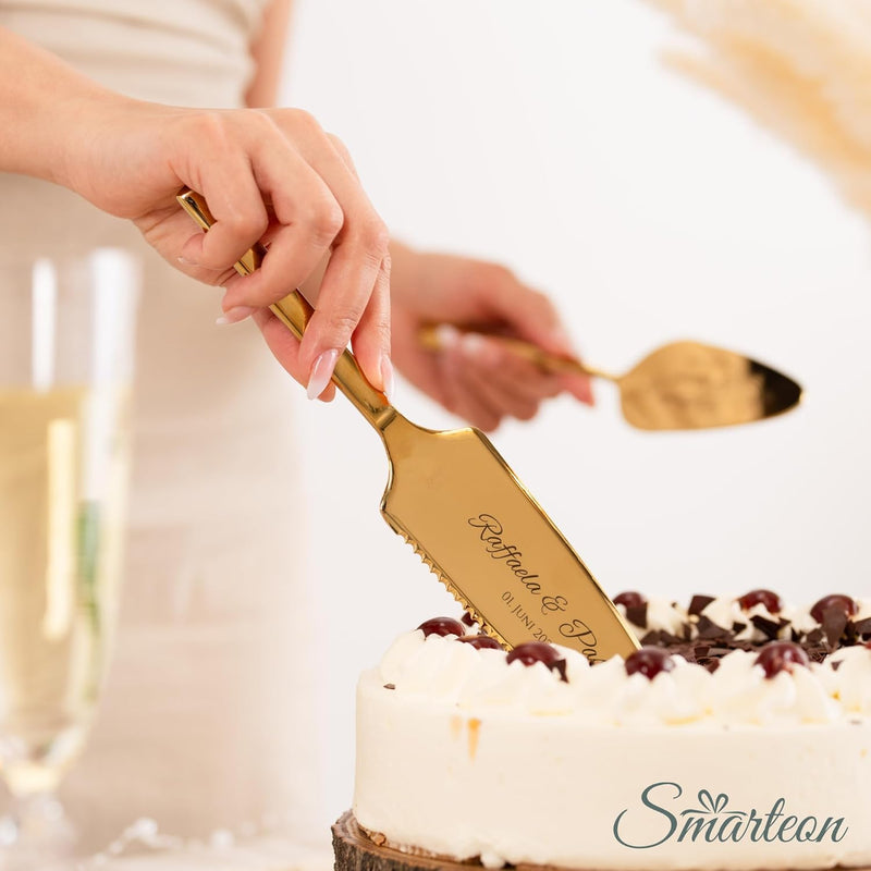 Tortenheber inkl. Tortenmesser im Set mit persönlicher Gravur als Geschenk zur Hochzeit, Jahrestag,