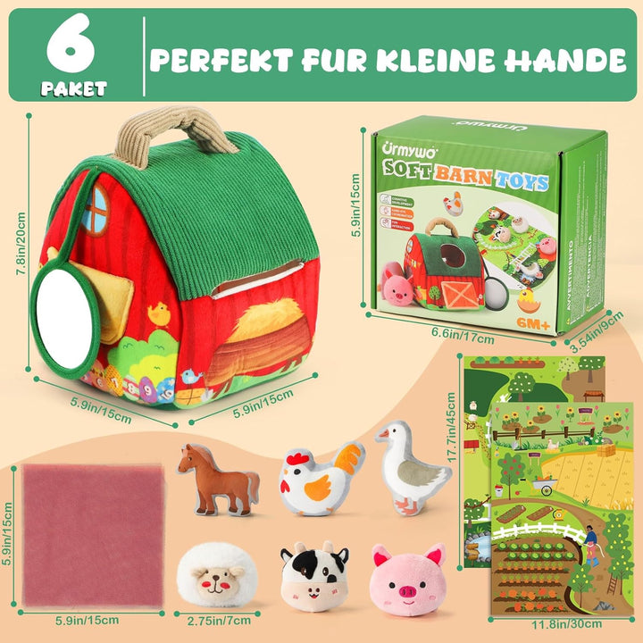 URMYWO Baby Spielzeug 6-12 Monate, Bauernhof Montessori Sensorik Spielzeug mit Bauernhoftieren, Sche