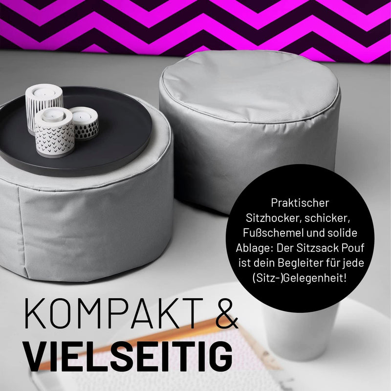 Lumaland Sitzsack Pouf (50 L) | Kompakter Sitzsack mit 3-in-1-Funktion: bequemer Hocker, praktisches