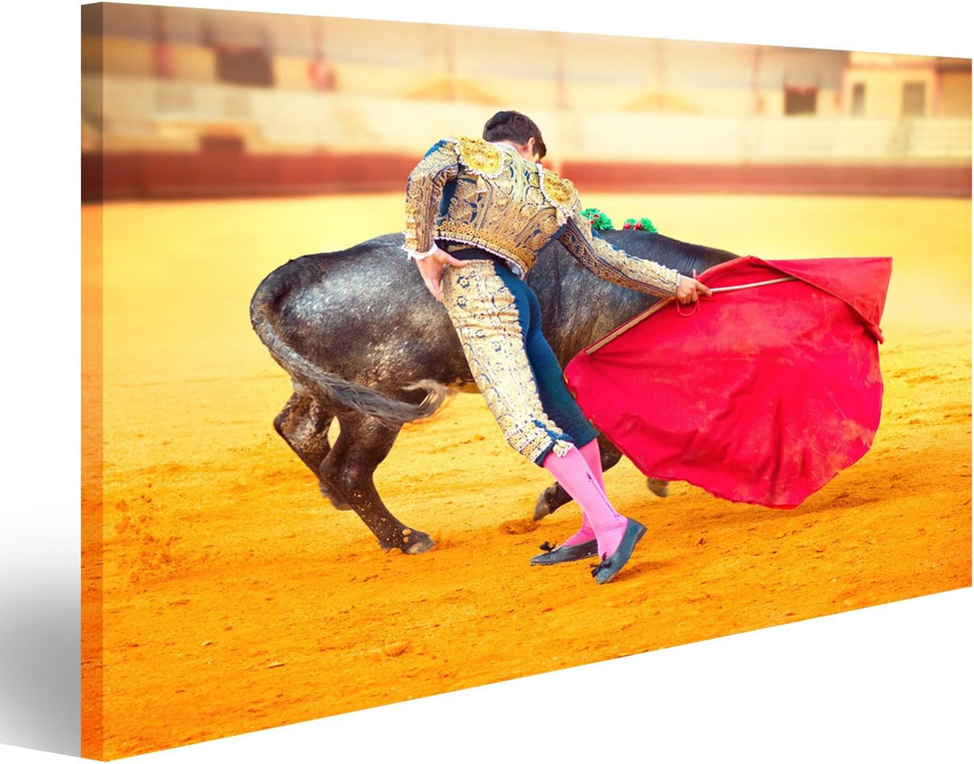islandburner Bild auf Leinwand Corrida Matador Fighting in einem typischen spanischen Stierkampf Wan