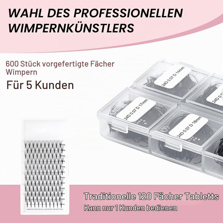 FADLASH 2024 Version Professionell Mixed 600pcs Lash Fächer 24D 14-20mm 0,07mm D Curl Fertig Volumen
