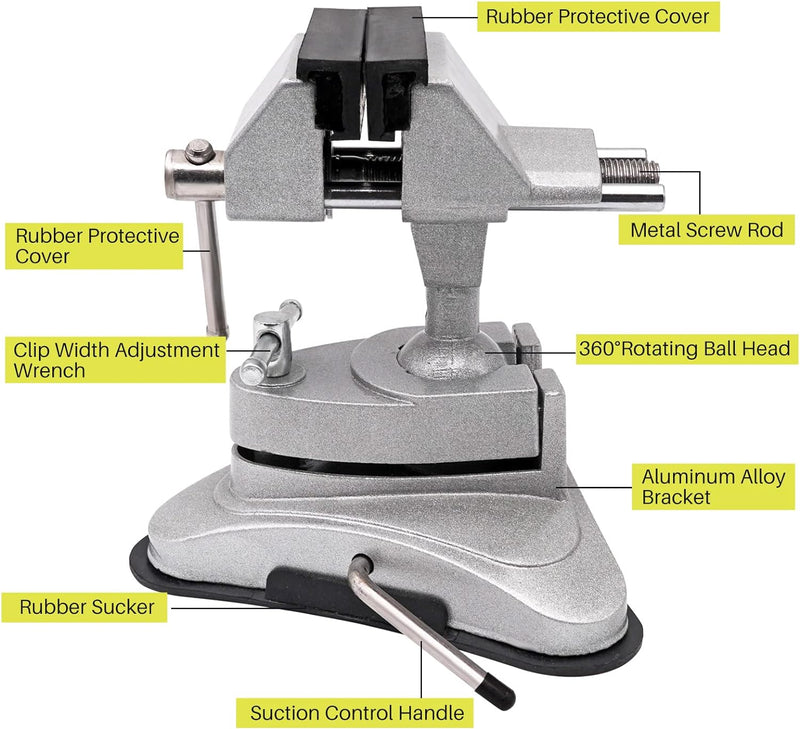 BREUAILY Universal Mini Tischklemme Tragbar Aluminiumlegierung Schraubstock 360 °Drehbar Tischschrau