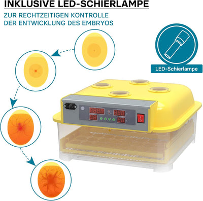 Automatische Brutmaschine 48 Eier Brutapparat Flächenbrüter Inkubator 4 Sichtfenster