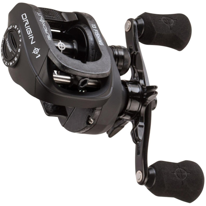 13 Fishing – Origin O1 Blackout Baitcast Rolle – 7,3:1 Übersetzung Linkshänder, Linkshänder