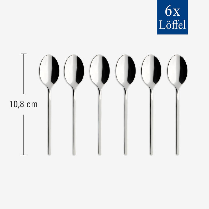 Villeroy und Boch NewWave Espressolöffel-Set, 6-teilig, Edelstahl Espressolöffel-Set | 6-tlg., Espre