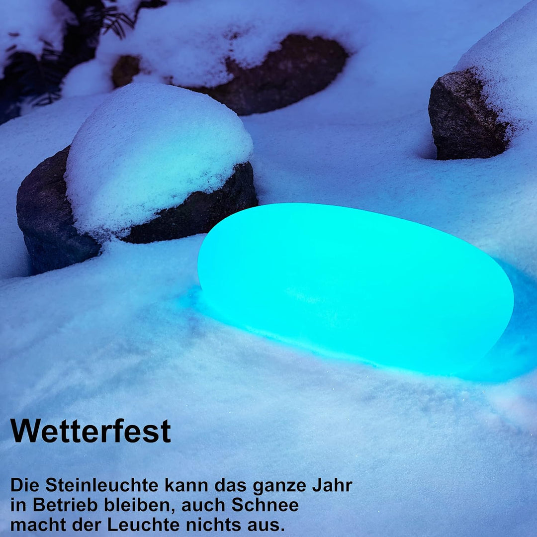 Solarlampen für Aussen, wasserdichte Kugelleuchte im Stein-Design & Milchglas-Optik, 8+1 Farben, aut