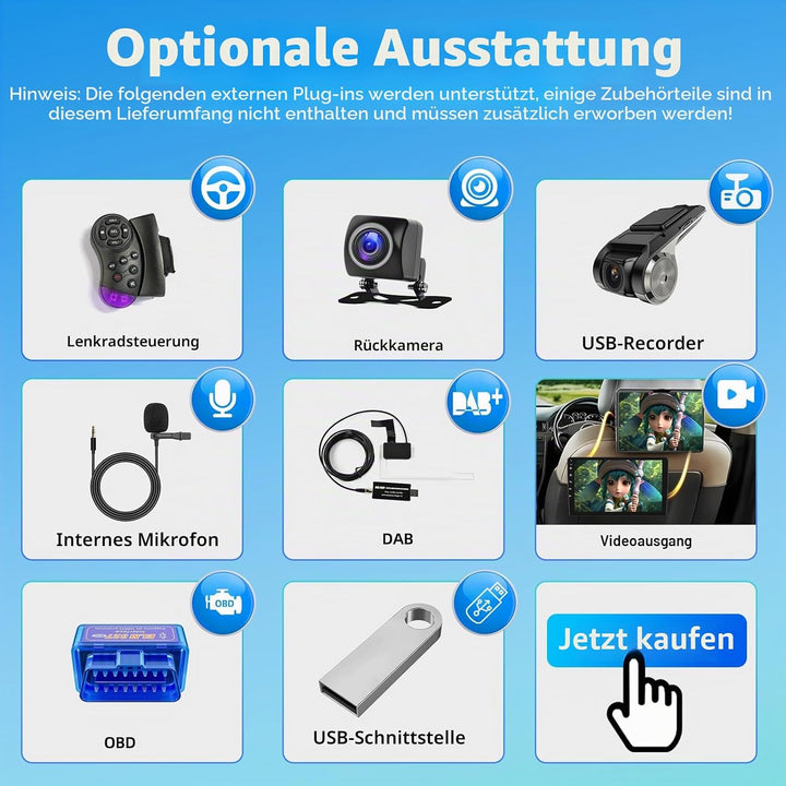 2+64G Autoradio für VW Golf Tiguan Touran Passat Polo Skoda Caddy Seat mit Kabellosem Carplay/Androi