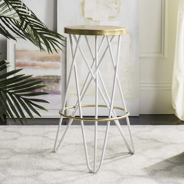 SAFAVIEH Modern Bar & Thekenhocker, Weiss und Gold Weiss / Gold, Weiss / Gold
