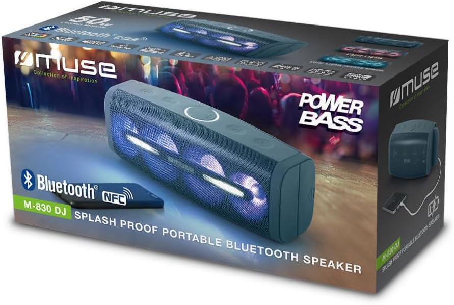 Muse M-830 DJ Bluetooth-Lautsprecher mit spritzwassergeschützem IPX4-Design