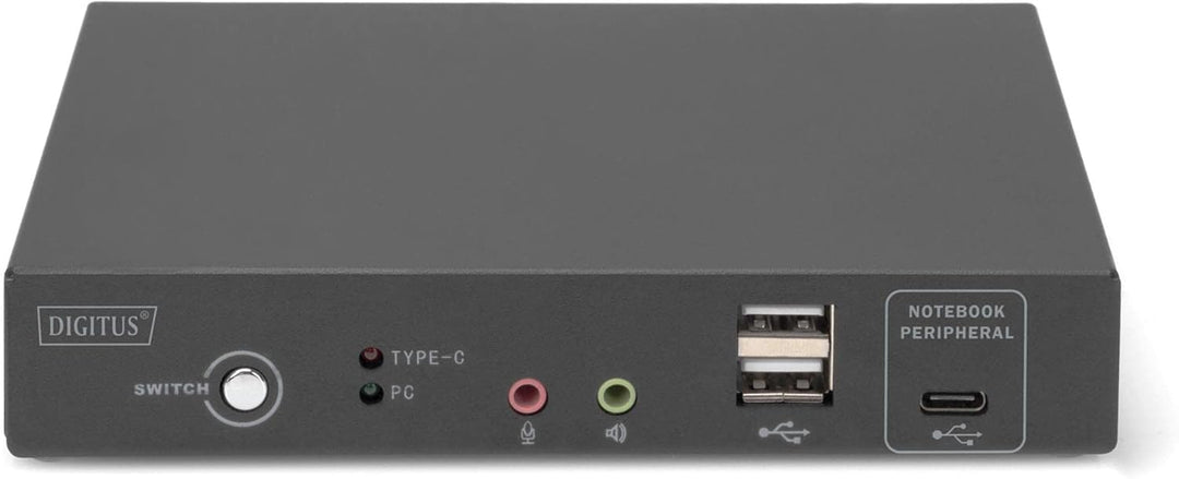 DIGITUS KVM-Switch HDMI – USB-C für Notebook-Anschluss – 2-Port Single-Display – 2 PC 1 Monitor – 1x