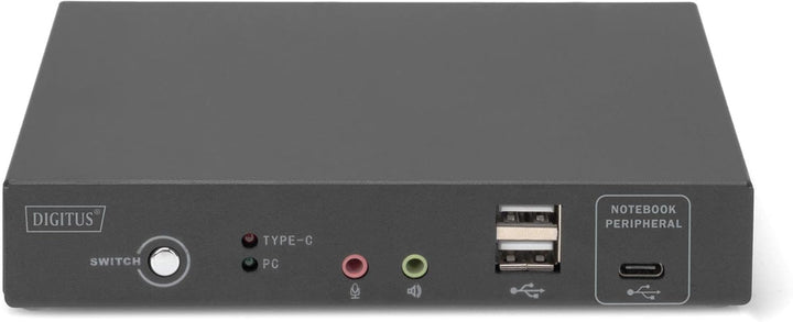 DIGITUS KVM-Switch HDMI – USB-C für Notebook-Anschluss – 2-Port Single-Display – 2 PC 1 Monitor – 1x