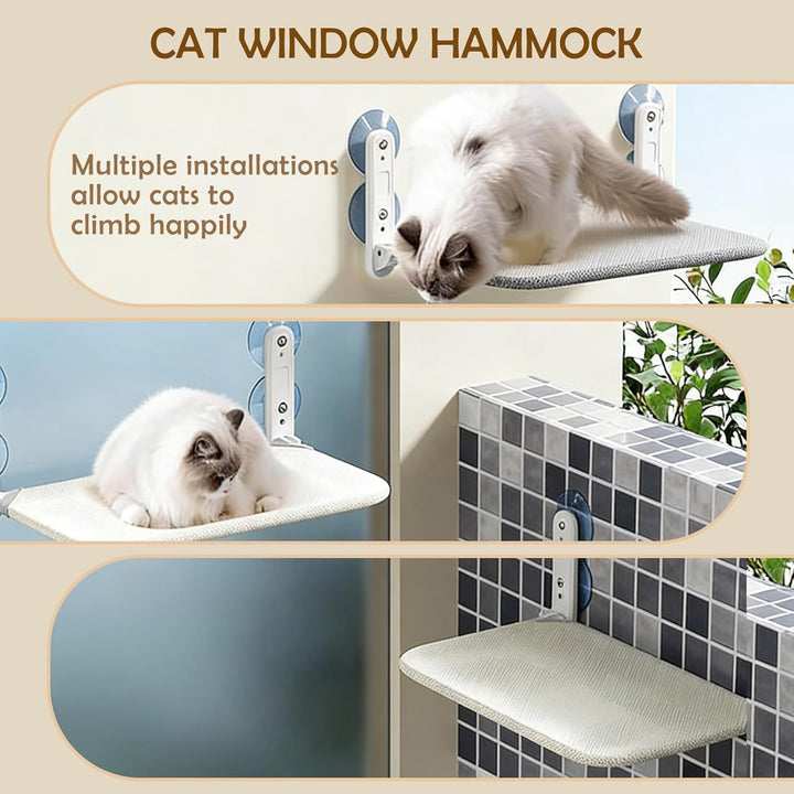 Katzen Fensterliege, Hängende Katzen Hängematte mit 4 starken Saugnäpfen, Atmungsaktives Netzgewebe