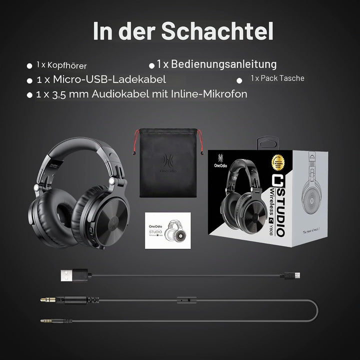 Oneodio Kabellos & Verdrahtet Bass Stereo Ohr-Kopfhörer Hi-Fi Klang Bluetooth Faltbare,30 Stunden Sp