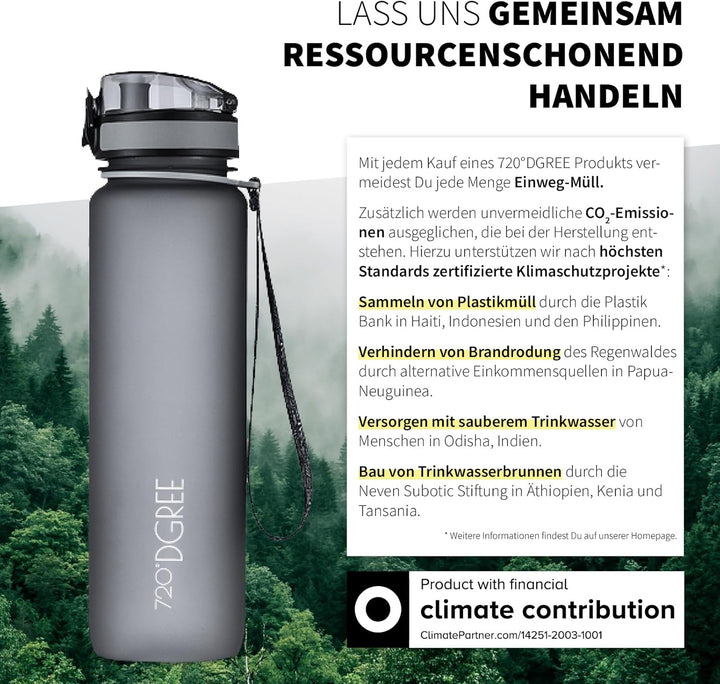 720°DGREE Trinkflasche “uberBottle“ 350ml, 500ml, 650ml, 1l, 1,5 Liter softTouch +Früchtebehälter -