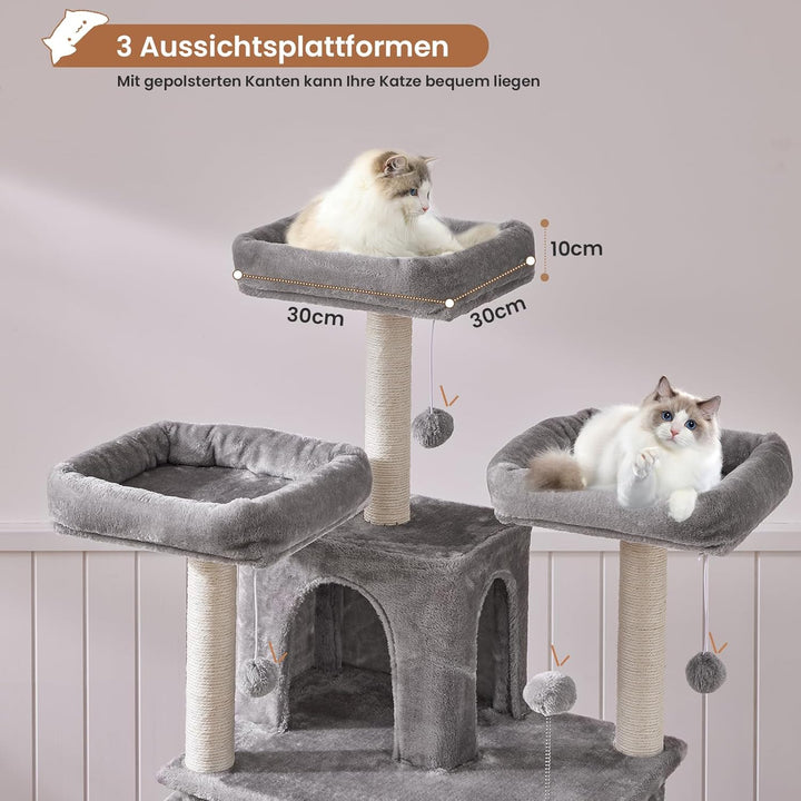 MSmask Kratzbaum gross XXL, Katzenbaum stabil mit 3 Aussichtsplattformen, Katzenkratzbaum für grosse