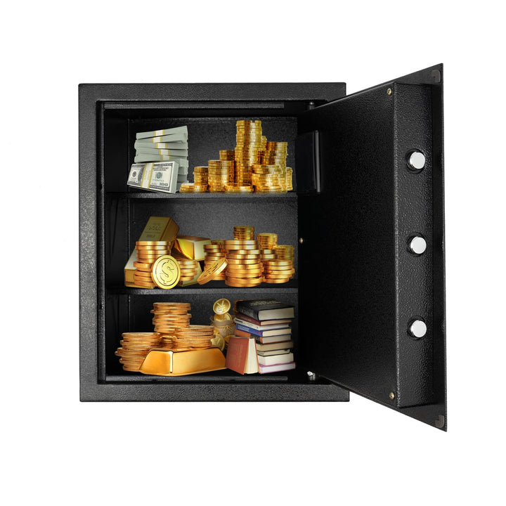 Begoniape Safe Tresor 38 * 31 * 45cm Feuerfest MöBeltresor 3 Fächer MöBeltresor mit Schlüssel und Za