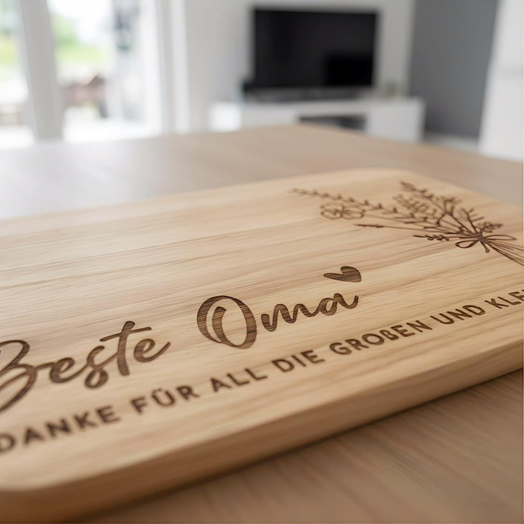 Oma und Opa Geschenk, Ostergeschenk für Grosseltern, Frühstücksbrettchen mit Gravur Geburtstagsgesch