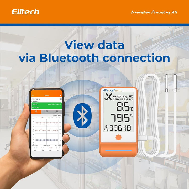 Elitech GSP-6 Temperatur Datenlogger Temperatur Luftfeuchtigkeits Datenlogger 16000 Punkte Aufnahmek