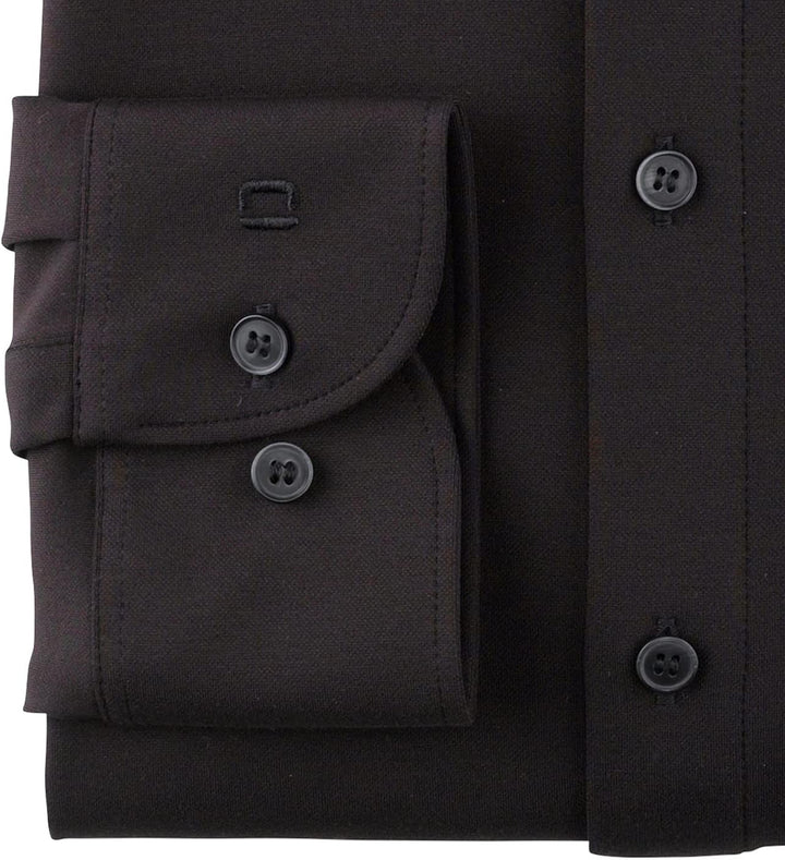 OLYMP Herren Businesshemd Level Five 24/Seven,Einfarbig,Body fit,Kent-Kragen 45 Schwarz 68, 45 Schwa