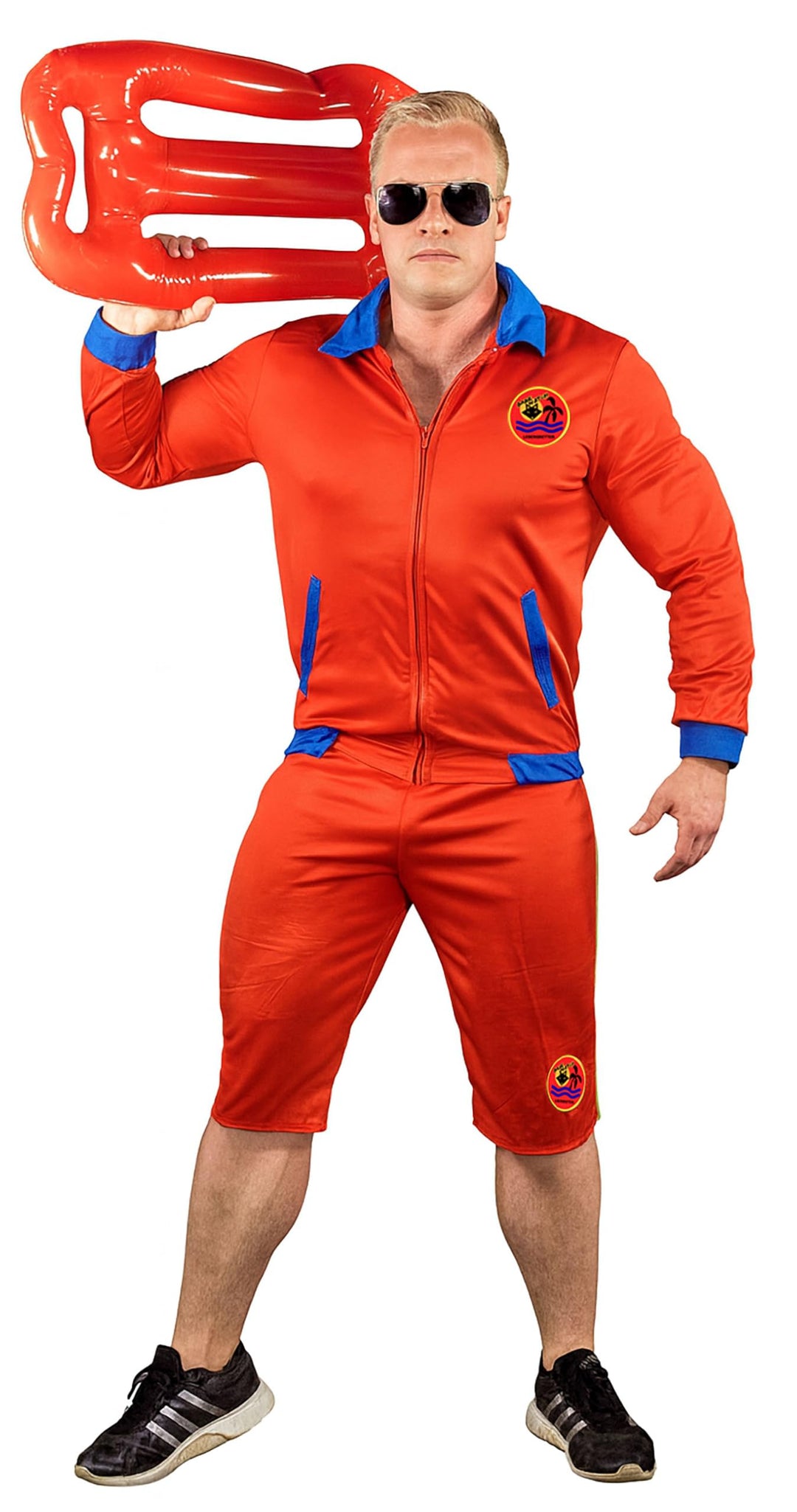 Foxxeo rotes Rettungsschwimmer Kostüm für Herren - Grösse M bis XL - Bademeister Lifeguard Grösse Fa