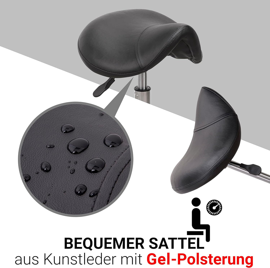 Staboos Rollhocker bis 160 kg - Sattelsitz mit Gel Polster - Praxishocker (Premium Rollen) Drehhocke