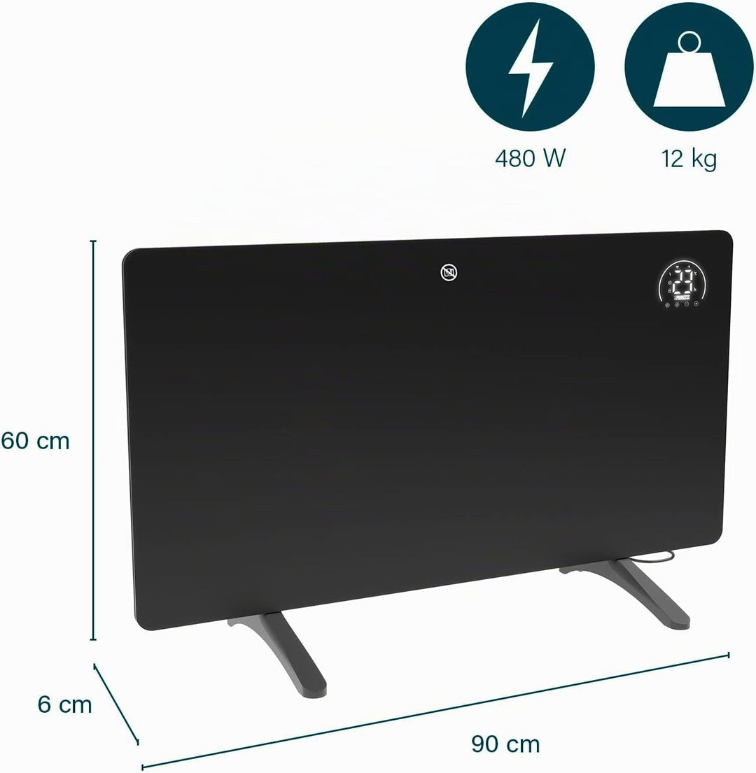 Princess Infrarot-Heizung Connected - Carbon Crystal - Flacher Wandheizkörper - 480 W - Einstellbare