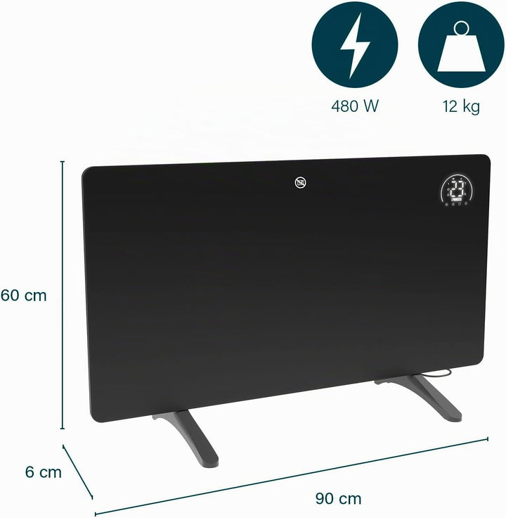 Princess Infrarot-Heizung Connected - Carbon Crystal - Flacher Wandheizkörper - 480 W - Einstellbare