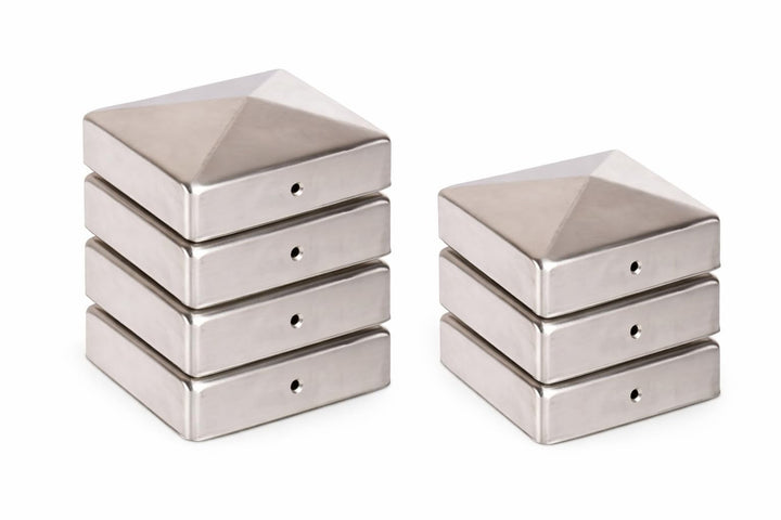 7 x Pfostenkappe Edelstahl Pyramide 71x71 mm – Rostfrei – Für Holzpfosten 70x70 mm – Pfostenabdeckun