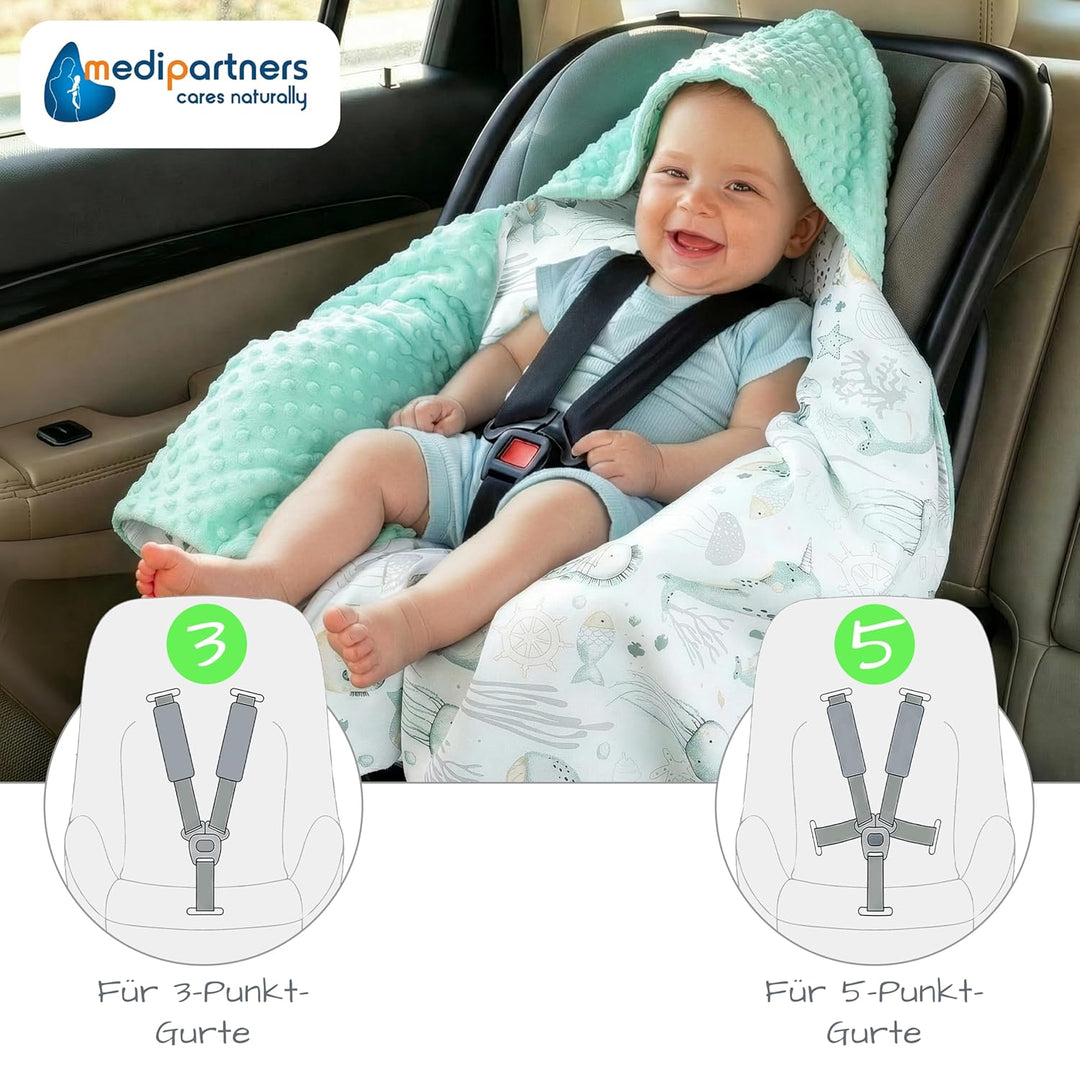Medi Partners Einschlagdecke Baby Babyschale 100% Baumwolle für Sommer 85x85cm 75x100cm Kinderwagen