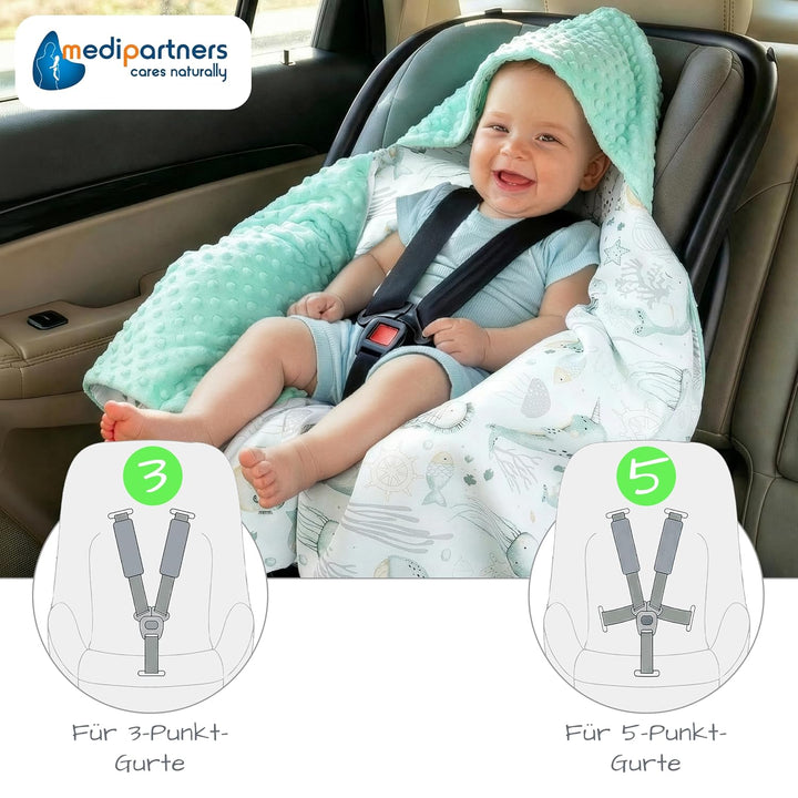 Medi Partners Einschlagdecke Baby Babyschale 100% Baumwolle für Sommer 85x85cm 75x100cm Kinderwagen