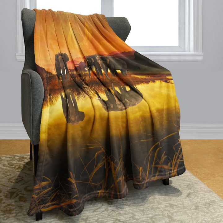 YISUMEI Kuscheldecke Gelbe Elefante Reflexion Decke Flauschige Weich Fleecedecke für Sofa Bett 150x2