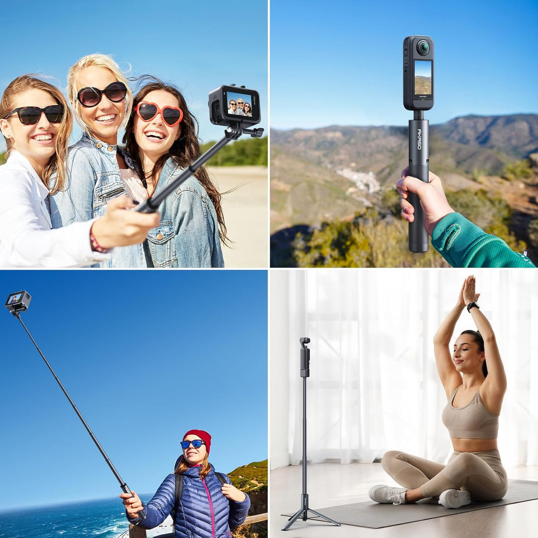 AKASO 120cm Unsichtbarer Stativ-Selfie-Stick – für Insta360 X5 X4 X3 Ace Pro, DJI Action Osmo 360, G