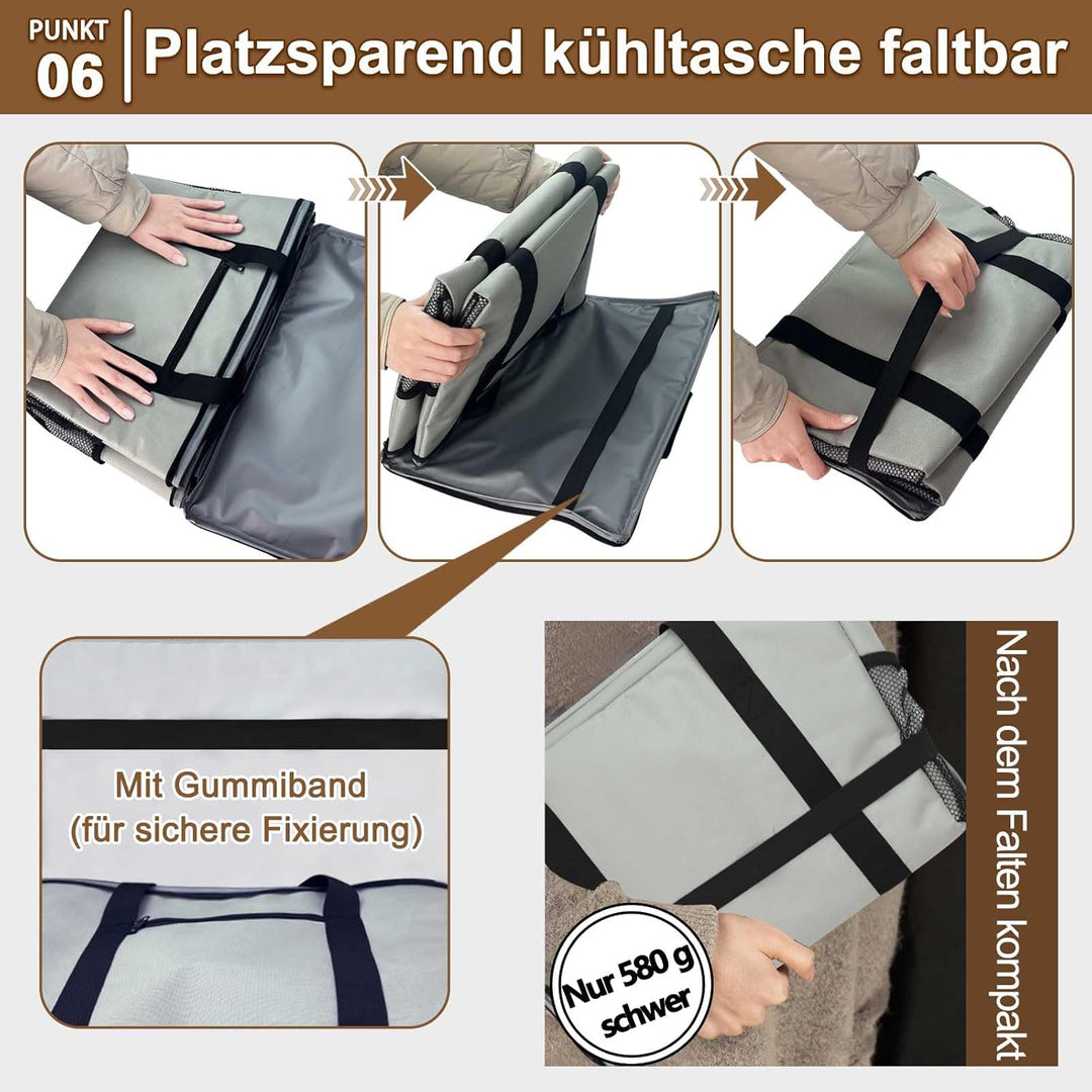 Coolerbag – Kühltasche aus hochwertigem Polyestergewebe, Large Cool Bag with Hard Bottom, Portable F