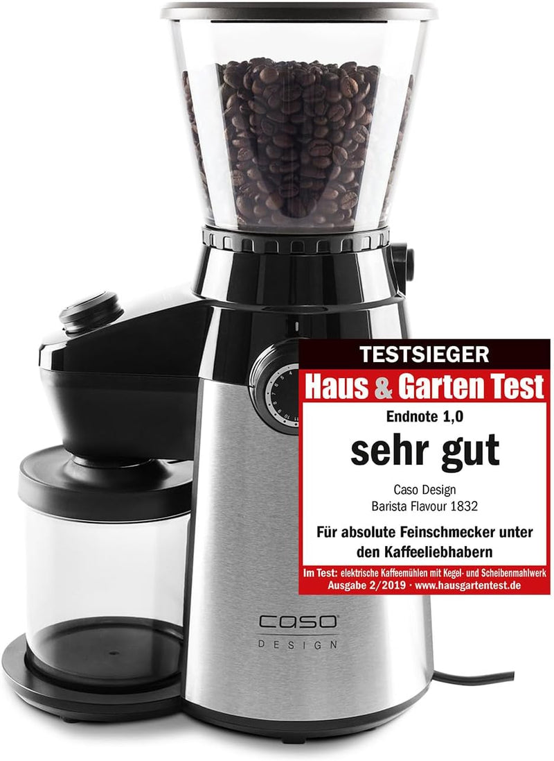 Caso Barista Flavour, elektrische Design- Kaffeemühle, Mahlgrad in 15 Stufen einstellbar, Kegelmahlw