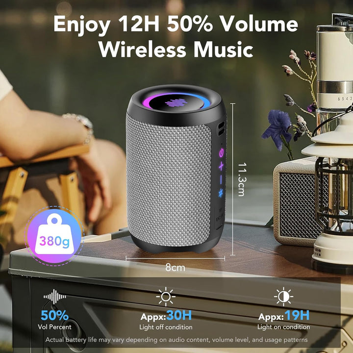 Bluetooth Lautsprecher, Kleine Musikbox Bluetooth 5.4, 15W Kraftvoller Bass, mit 12 Stunden Akkulauf
