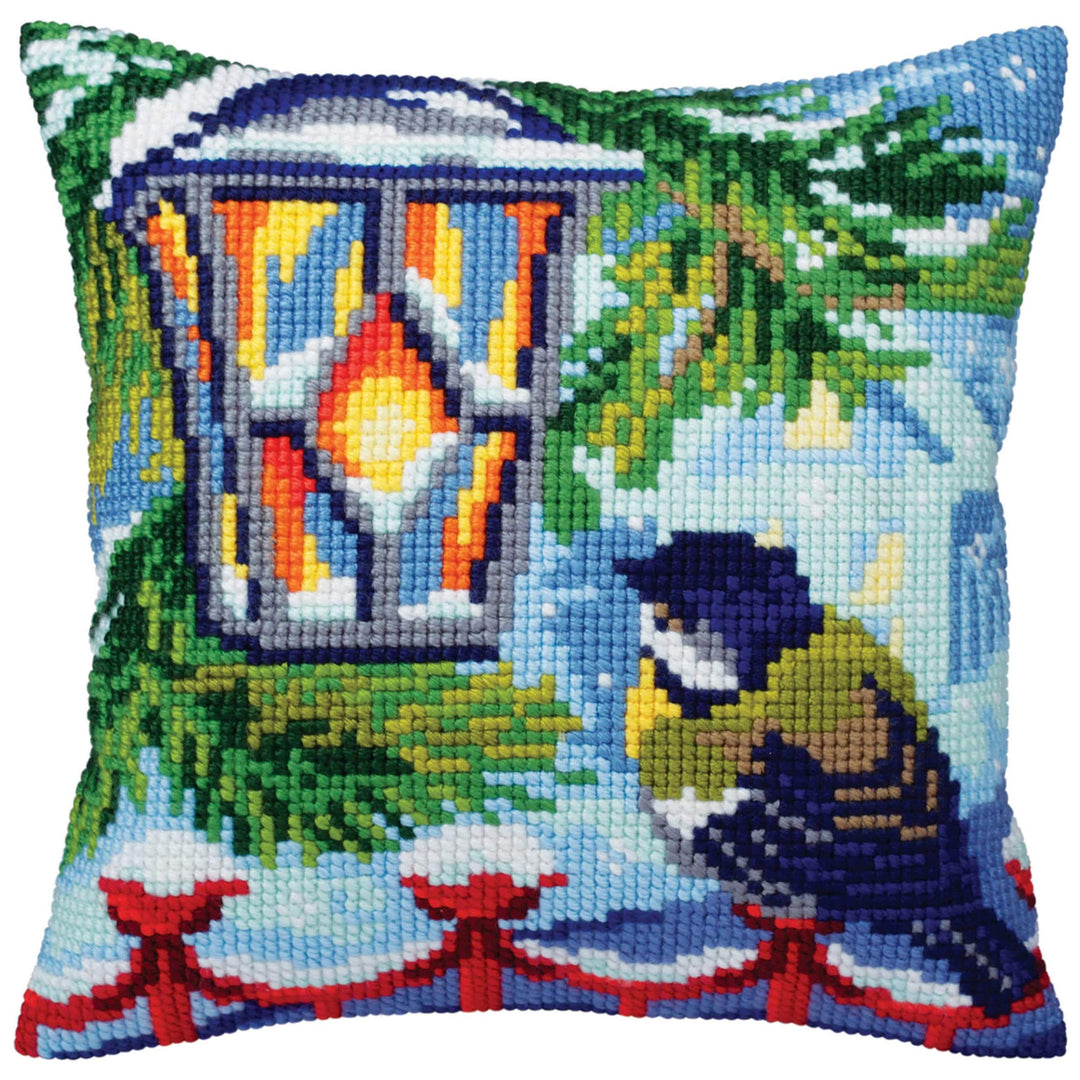 Collection d'Art Vor Weihnachten Kreuzstichkissen, Baumwolle, Mehrfarbig, 40x40cm Before Christmas I