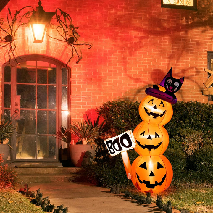 Solpex Halloween deko Aufblasbar Kürbis Geist Dekoration 150 cm Eingebaute LEDs Aufblasbare Hallowee