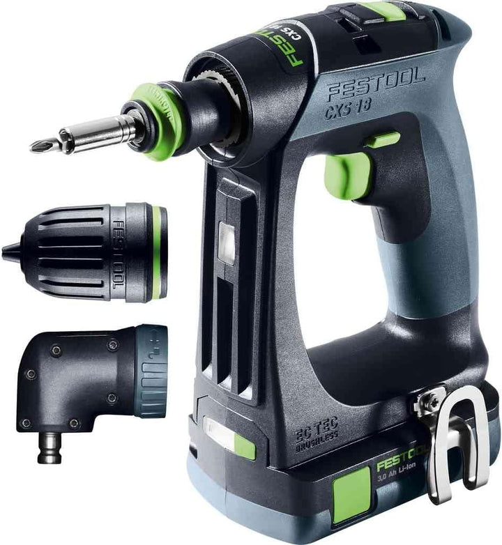 Festool – Akku-Bohrschrauber CXS 18 C 3,0-Set mit Akkupacks + Schnellladegerät + Magnet-Bithalter +