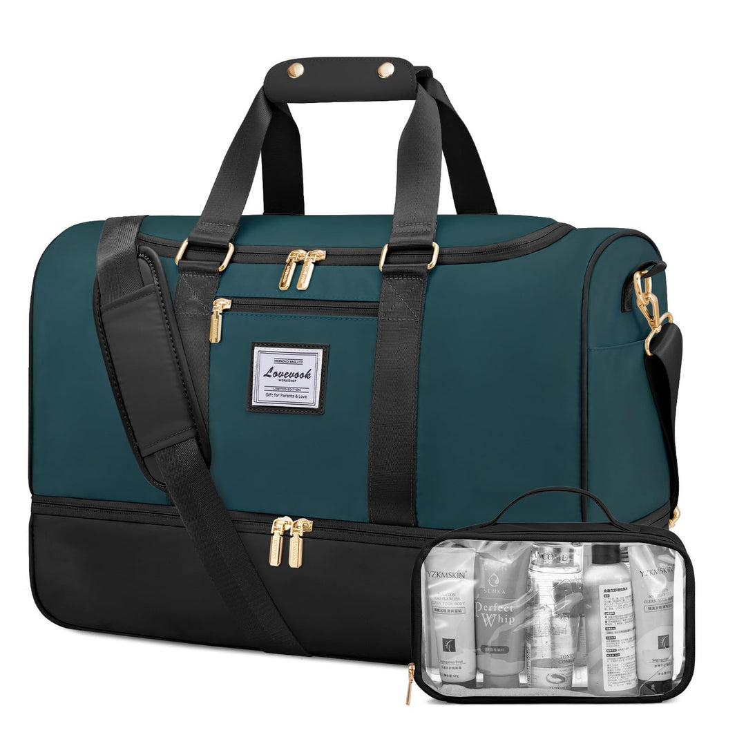 LOVEVOOK Sporttasche Reisetasche Damen, 37L Weekender mit Kulturtasche, Schuhfach & Nassfach, Sport
