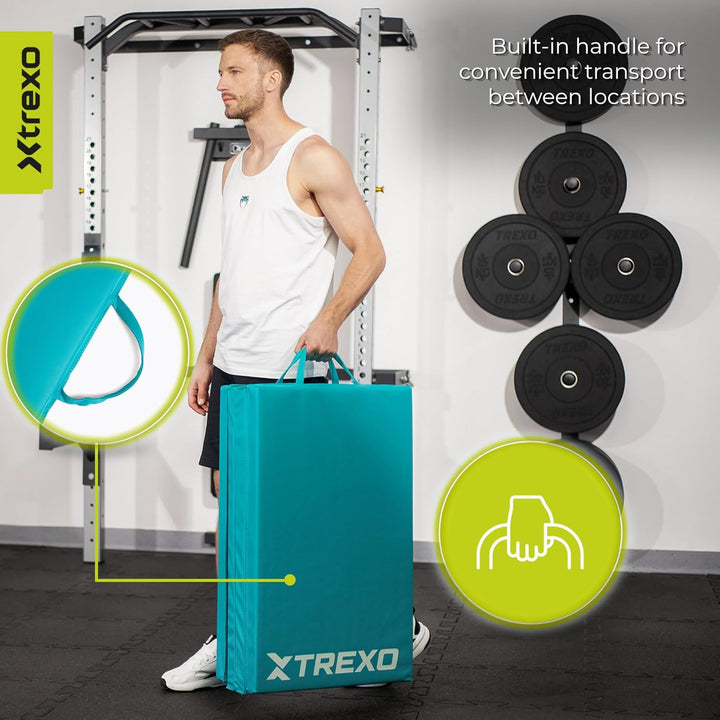 XTREXO Klappbare Gymnastikmatte – Turnmatte 4-teilig – Kunstleder & EPE-Schaumstoff – Faltbar mit Tr