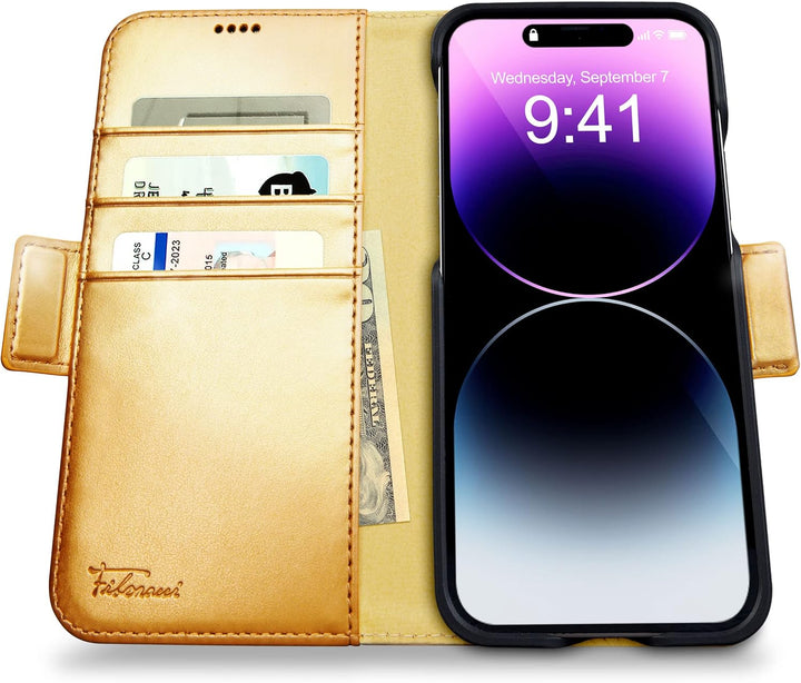 Dreem Fibonacci iPhone 14 Plus Brieftaschen-Etui / 2-in-1 stossfestes Etui und abnehmbares Folio aus
