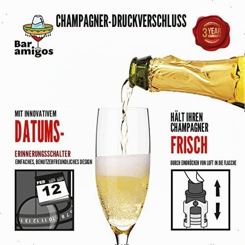Bar Amigos ®, Triple Value Pack of 3 Champagne Pressure Stopper Sektflaschenverschluss Sekt und Cham