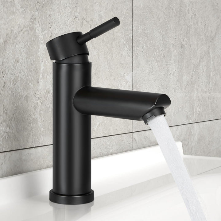 Bad Wasserhahn Schwarz Waschtischarmatur - Modern Edelstahl Waschbeckenarmatur Mischbatterie Waschbe