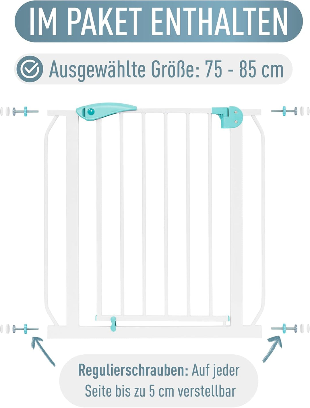 ib style® Berrin Treppengitter 67-175cm | Türschutzgitter | Ohne Bohren | Auto-Close | 90° Stop |Wei