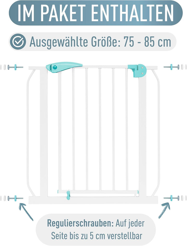 ib style® Berrin Treppengitter 67-175cm | Türschutzgitter | Ohne Bohren | Auto-Close | 90° Stop |Wei