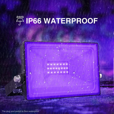 Onforu 2er 20W LED Schwarzlicht Strahler, IP66 Wasserdicht Schwarzlichtlampe, UV Fluter mit Stecker,