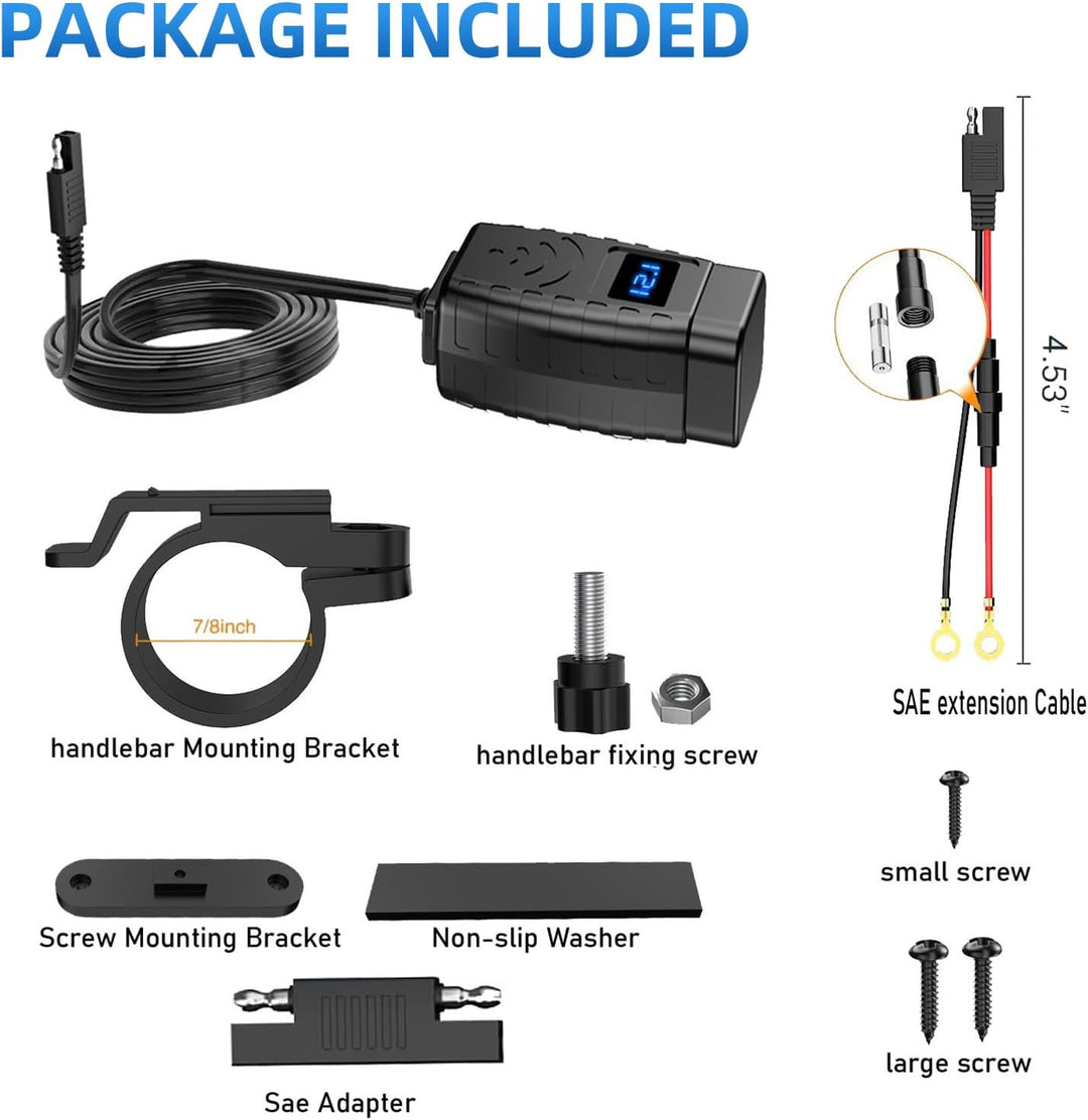 Lhdfyqt Dual-USB Motorrad Telefon Ladegerät, Motorrad USB Ladegerät, Schnelltrenner SAE zu USB Adapt