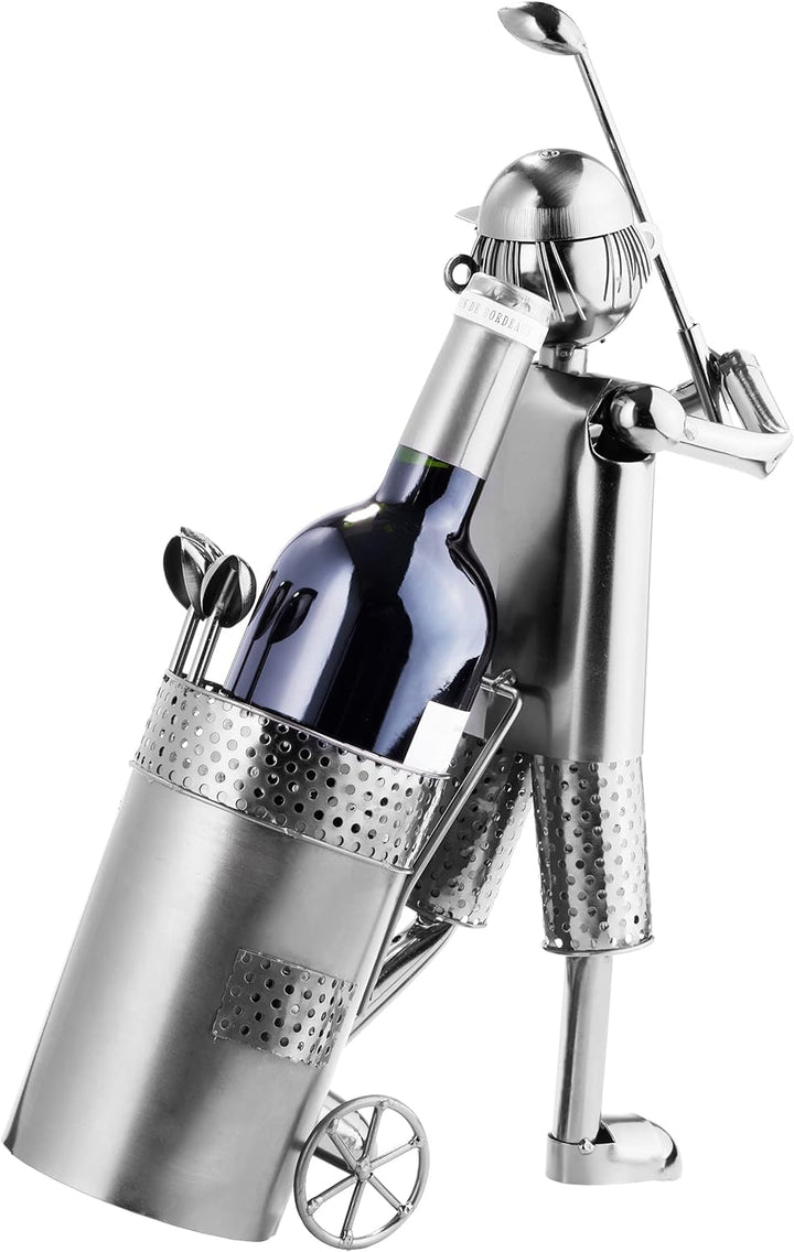 BRUBAKER Flaschenhalter Golfspieler beim Abschlag Metall Skulptur Geschenk mit