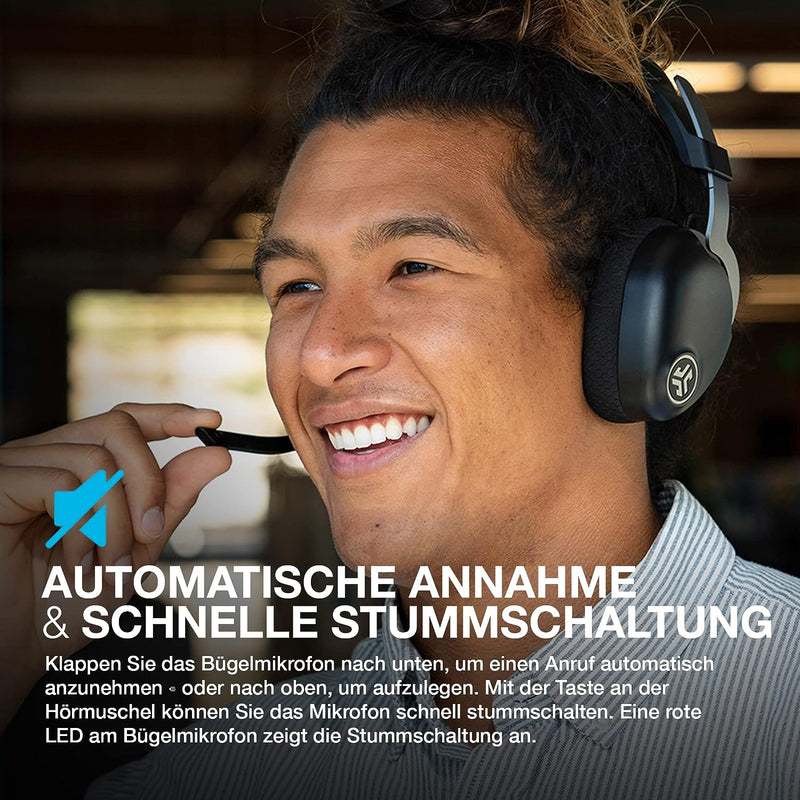 JLAB JBuds Work Wireless Headset mit Mikrofon - Over-Ear Computer Headsets, Kopfhörer Verwendbar mit