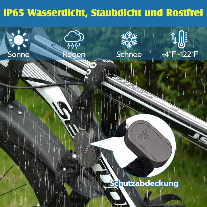 Anweller Fahrradschloss Fingerabdruck mit Schlüssel, 100cm 8mm Dicker Kettenschloss Fahrrad Hohe Sic